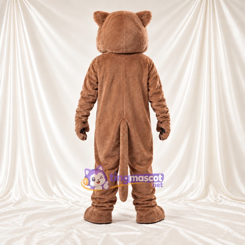 Costume de mascotte Chat sauvage – brun clair – Barbe (blanc) Costume de mascotte Chat sauvage – brun clair – Barbe (blanc)