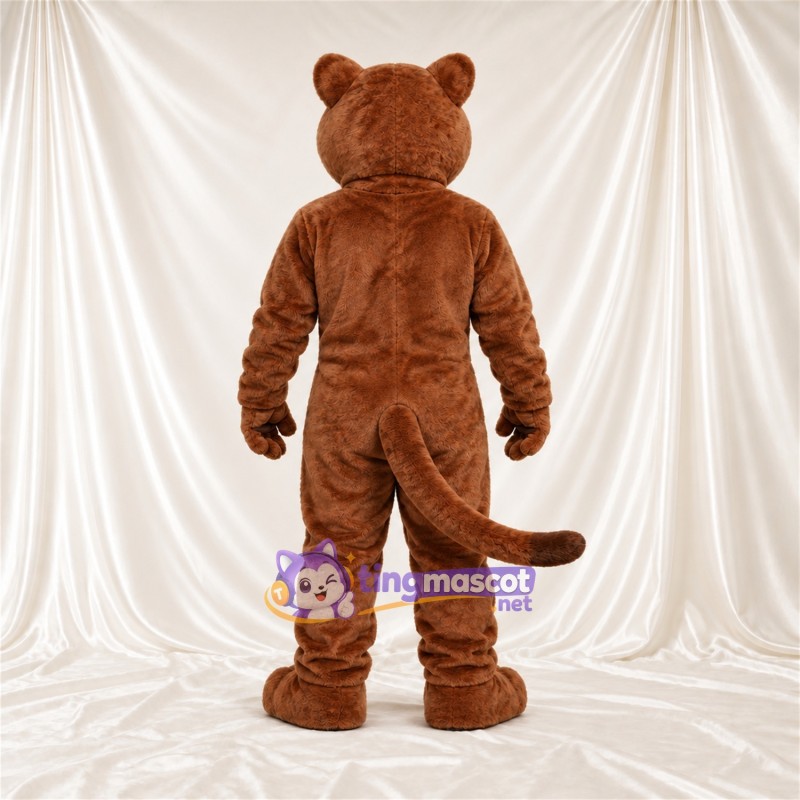 Costume de mascotte Chat sauvage – marron – Longue queue; Sourire avec dents Costume de mascotte Chat sauvage – marron – Longue queue; Sourire avec dents