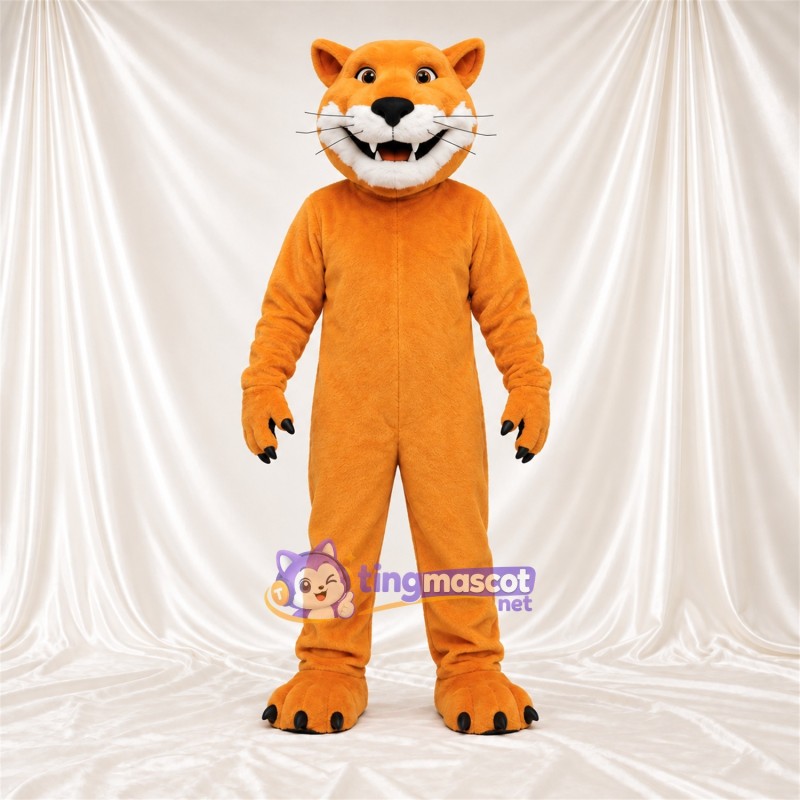 Costume de mascotte Chat – orange – Griffes (noir); Sourire avec dents Costume de mascotte Chat – orange – Griffes (noir); Sourire avec dents