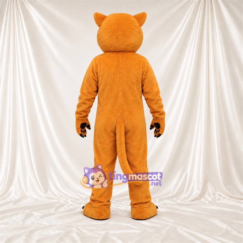 Costume de mascotte Chat – orange – Griffes (noir); Sourire avec dents Costume de mascotte Chat – orange – Griffes (noir); Sourire avec dents