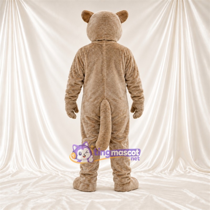 Costume de mascotte Chat sauvage – brun clair – Bouche ouverte; Crocs pointus Costume de mascotte Chat sauvage – brun clair – Bouche ouverte; Crocs pointus