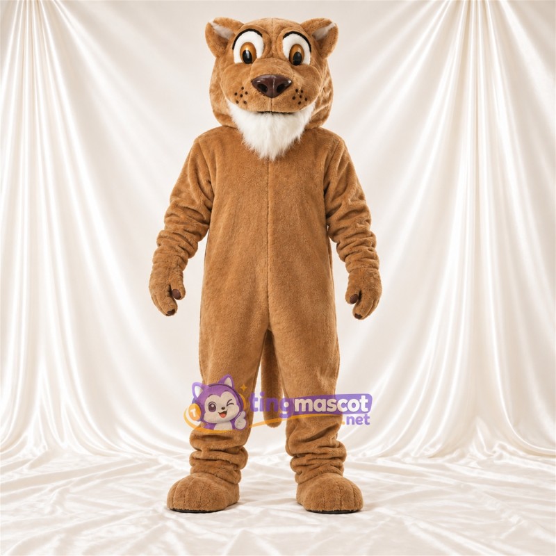 Costume de mascotte Chat sauvage – brun clair – Oreilles pointues; Barbe (blanc) Costume de mascotte Chat sauvage – brun clair – Oreilles pointues; Barbe (blanc)
