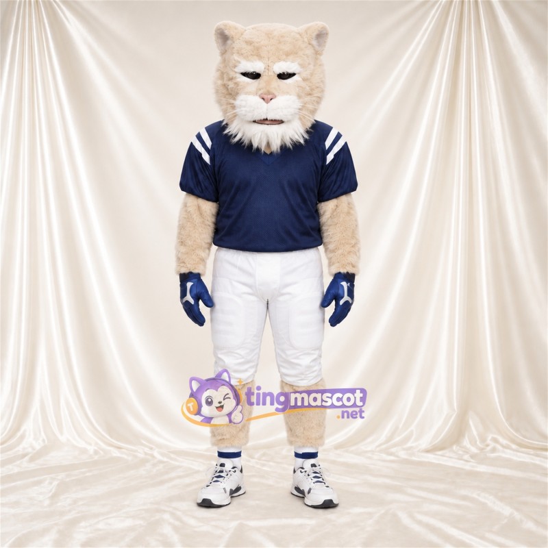 Costume de mascotte Chat sauvage – crème – Chemise (bleu marine); Pantalon (blanc) Costume de mascotte Chat sauvage – crème – Chemise (bleu marine); Pantalon (blanc)