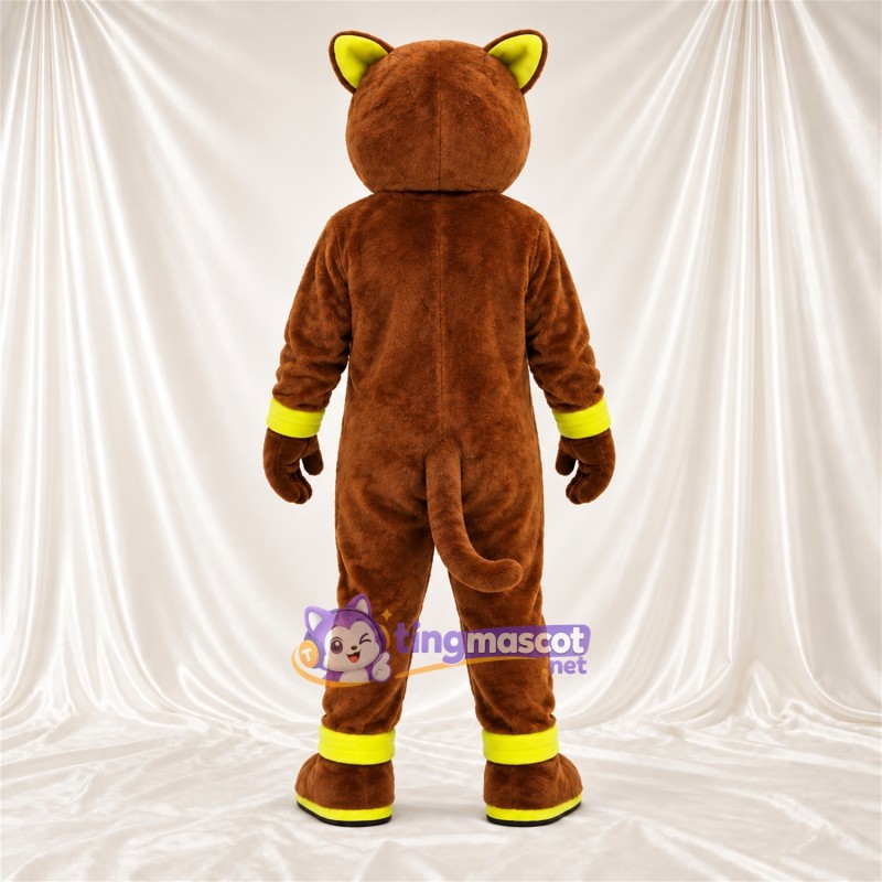 Brown Wildcat Mascot Costume - Yellow Accents Brown Wildcat Mascot Costume - Yellow Accents