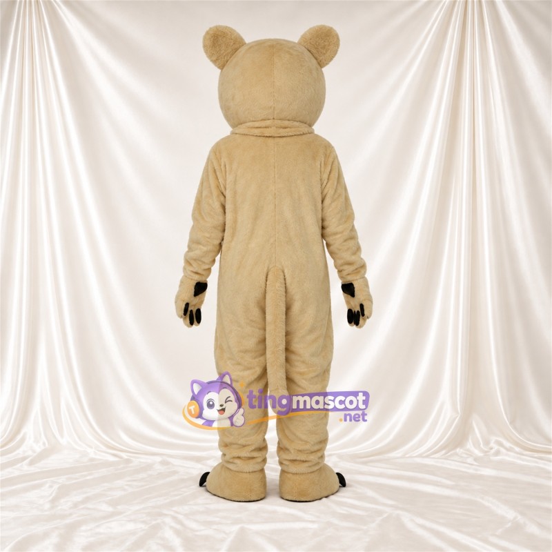 Costume de mascotte Chat sauvage – brun clair – Griffes (noir); Visage souriant Costume de mascotte Chat sauvage – brun clair – Griffes (noir); Visage souriant