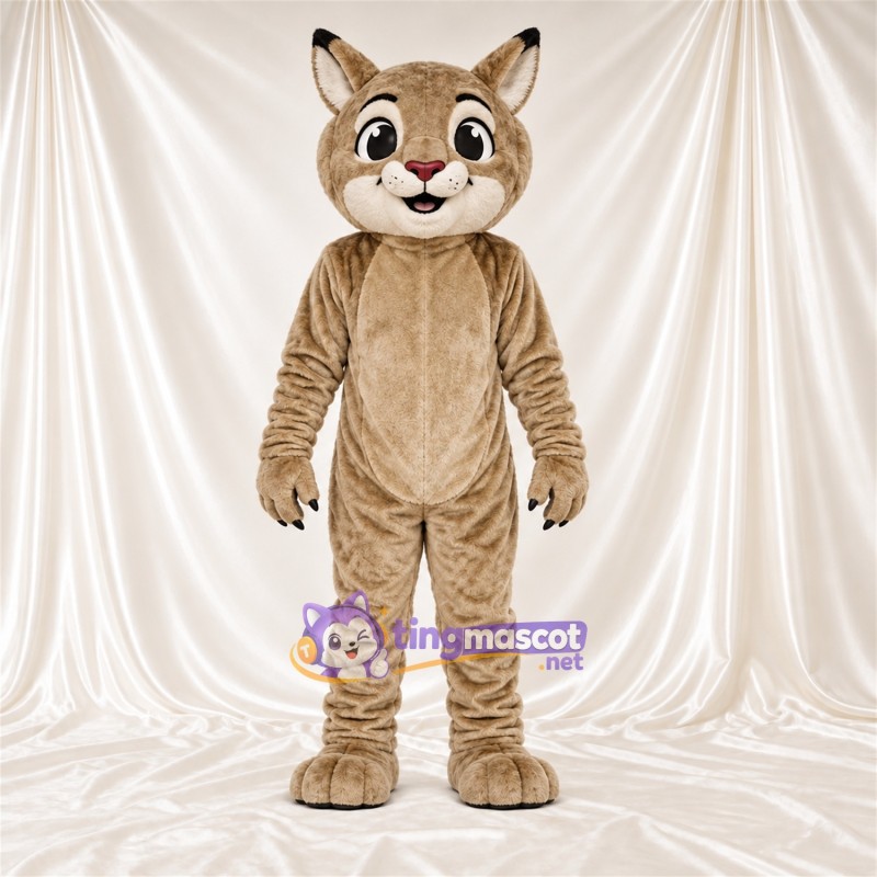 Costume de mascotte Lynx roux – brun clair – Griffes (noir); Museau (blanc) Costume de mascotte Lynx roux – brun clair – Griffes (noir); Museau (blanc)