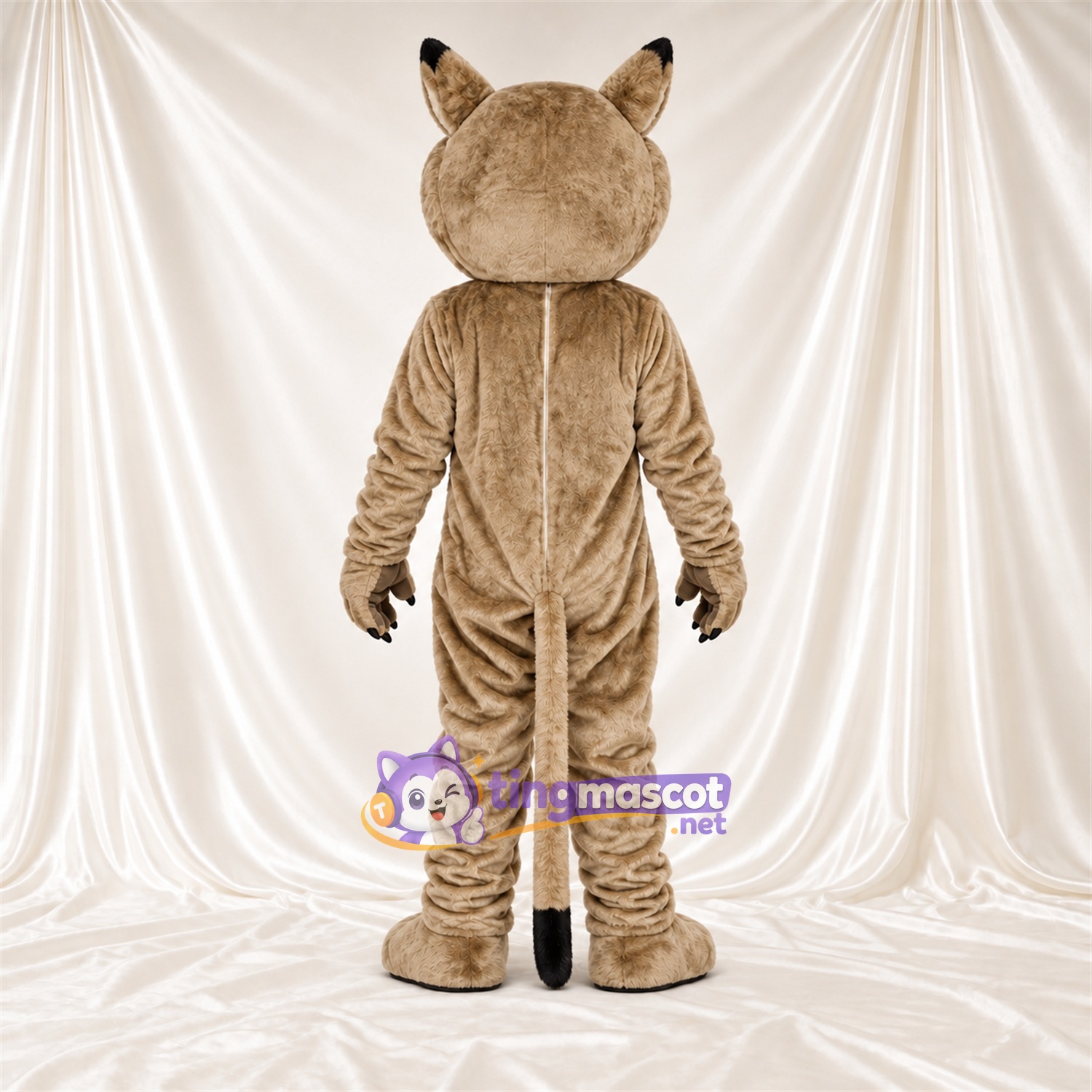 Costume de mascotte Lynx roux – brun clair – Griffes (noir); Museau (blanc) Costume de mascotte Lynx roux – brun clair – Griffes (noir); Museau (blanc)