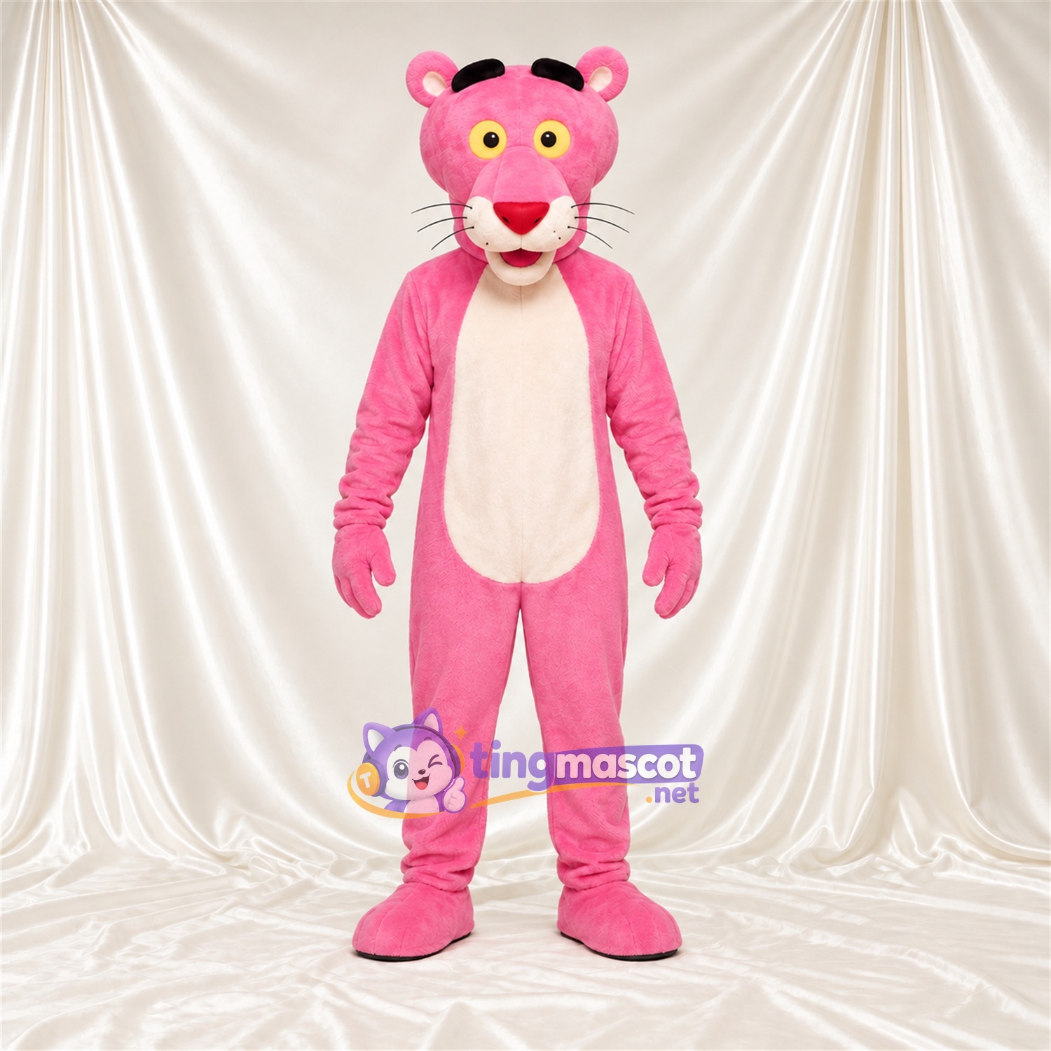 Pink Panther Mascot Costume - Cream Belly and White Whiskers Pink Panther Mascot Costume - Cream Belly and White Whiskers