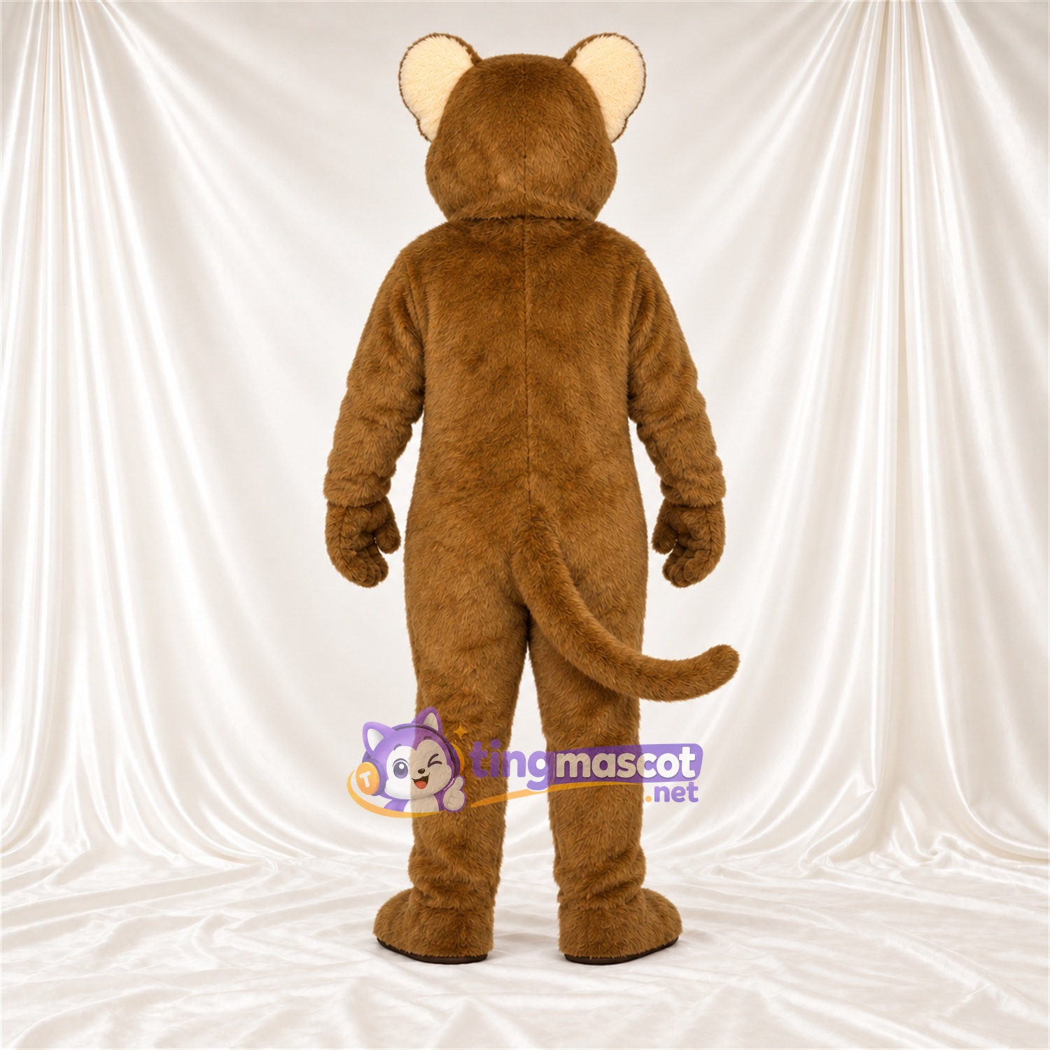 Costume de mascotte Puma – brun clair – Intérieur des oreilles (crème); Queue enroulée Costume de mascotte Puma – brun clair – Intérieur des oreilles (crème); Queue enroulée