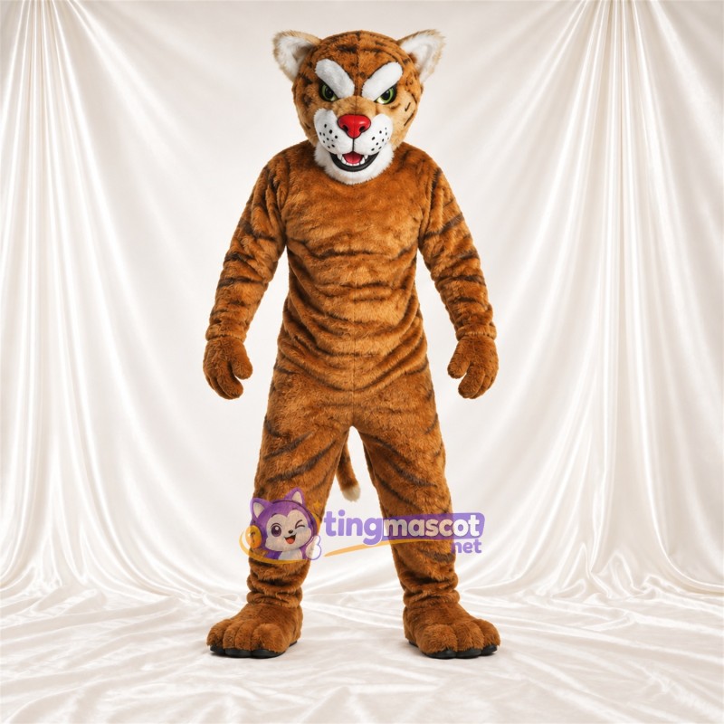 Costume de mascotte Tigre – marron – Rayures; Ventre (blanc)
