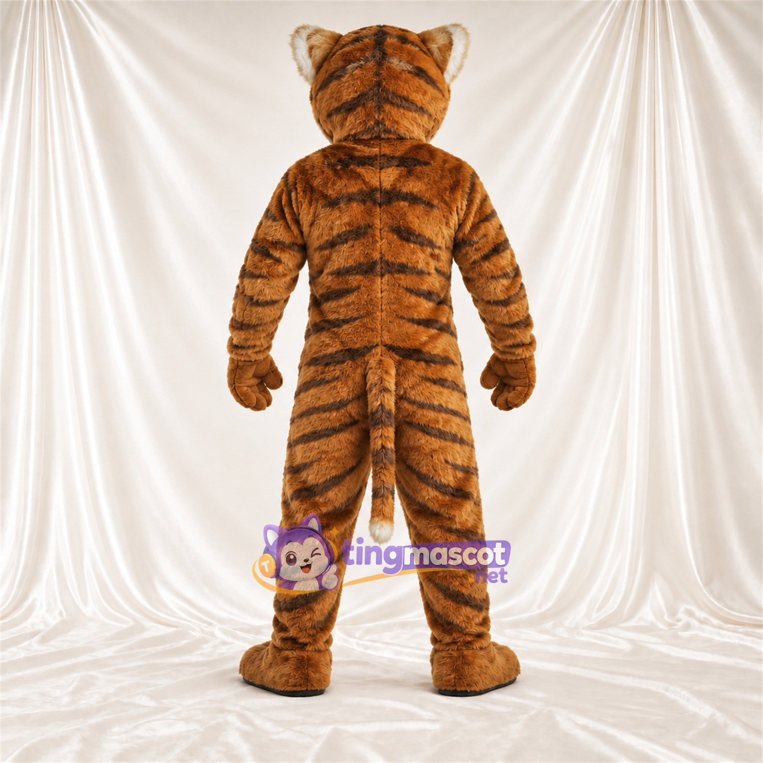 Costume de mascotte Tigre – marron – Rayures; Ventre (blanc) Costume de mascotte Tigre – marron – Rayures; Ventre (blanc)