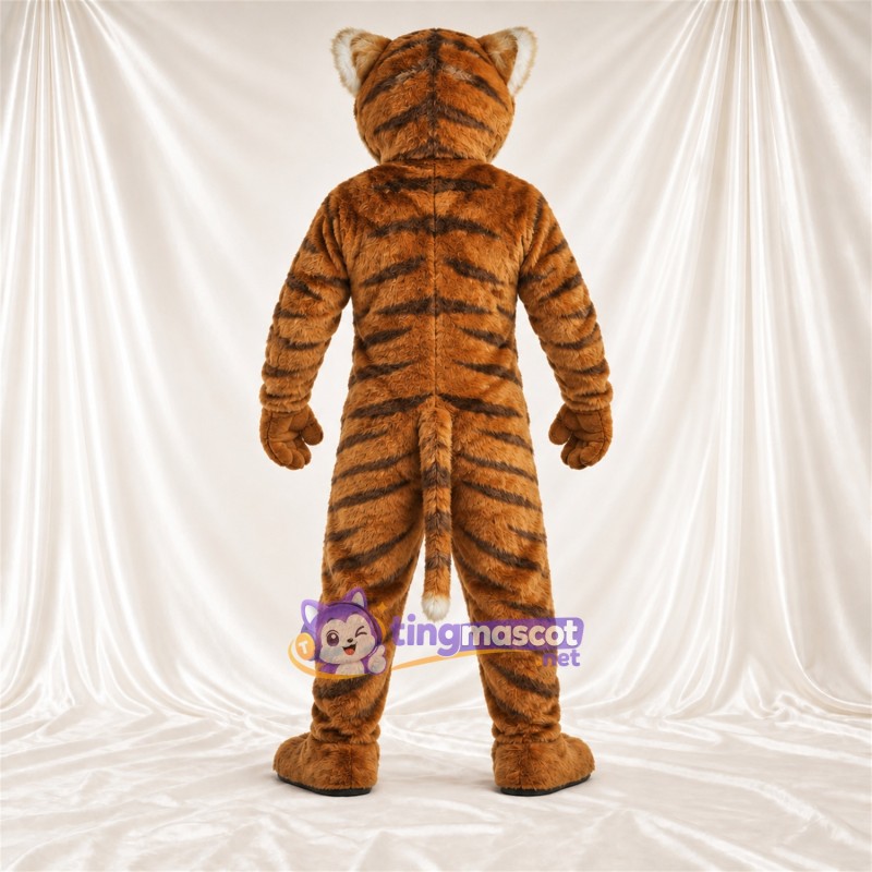 Costume de mascotte Tigre – marron – Rayures; Ventre (blanc) Costume de mascotte Tigre – marron – Rayures; Ventre (blanc)