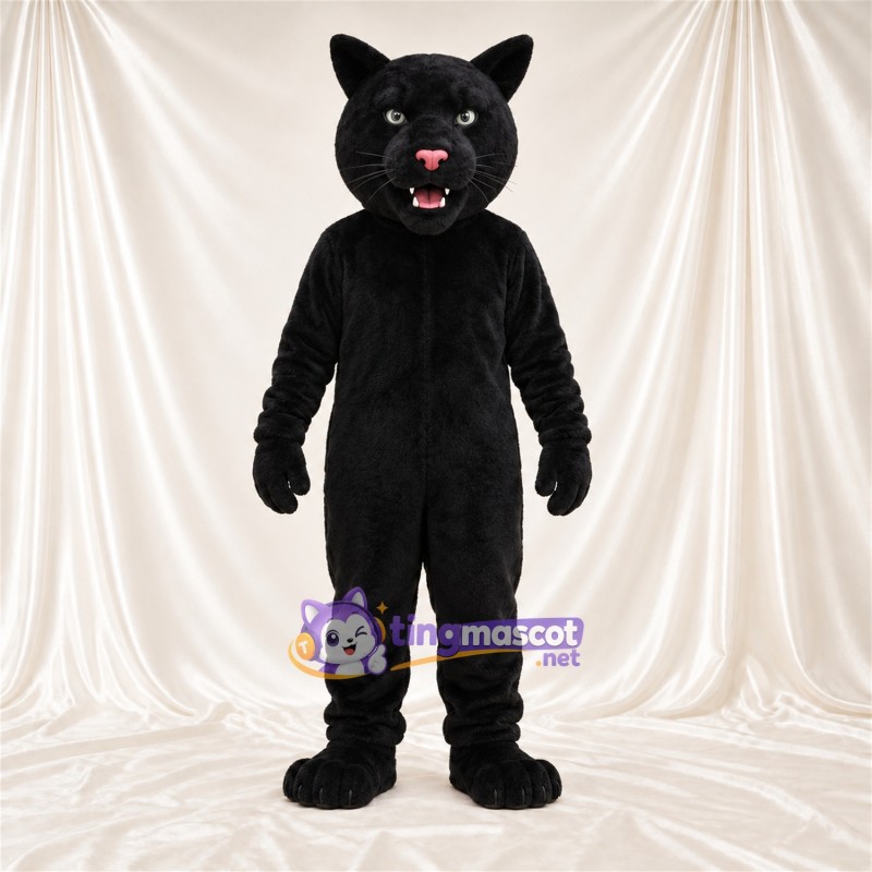 Maskottchenkostüm Panther – schwarz – Spitze Ohren; Nase (rosa) Maskottchenkostüm Panther – schwarz – Spitze Ohren; Nase (rosa)