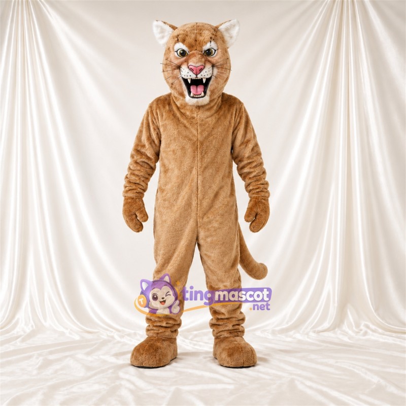 Costume de mascotte Chat sauvage – brun clair – Oreilles pointues; Crocs pointus Costume de mascotte Chat sauvage – brun clair – Oreilles pointues; Crocs pointus