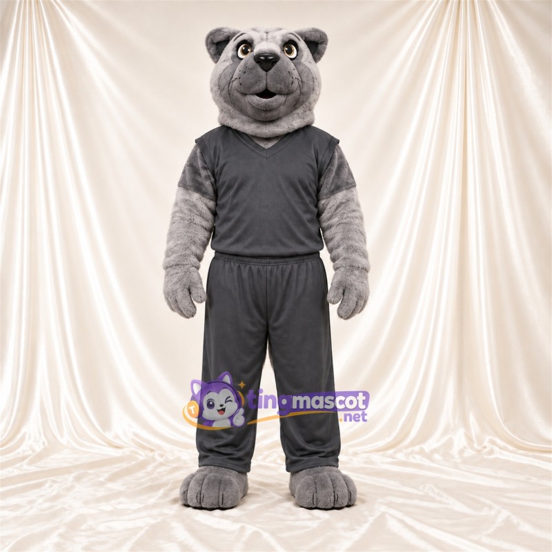 Costume de mascotte Chien – gris – Survêtement (gris foncé) Costume de mascotte Chien – gris – Survêtement (gris foncé)
