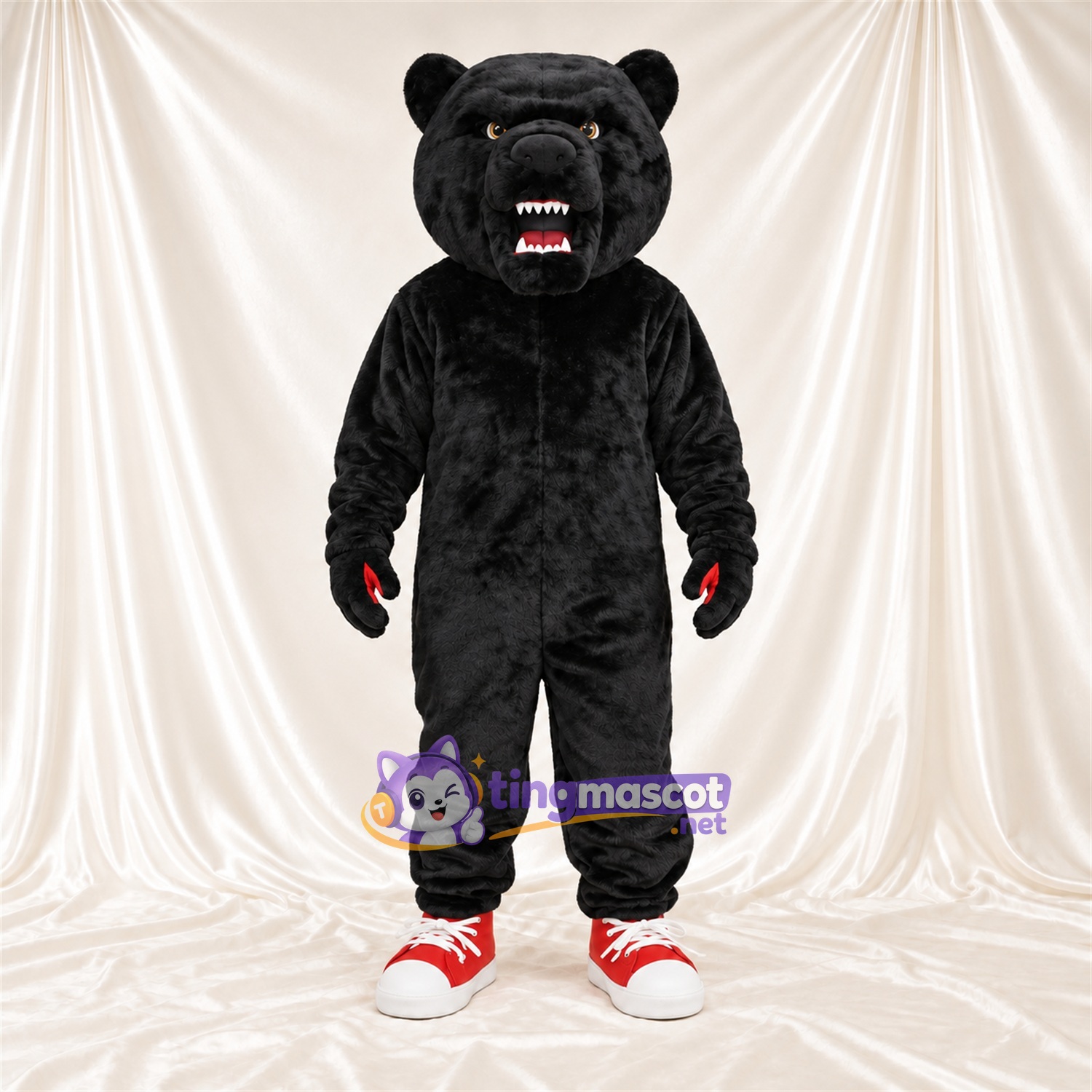 Costume de mascotte Panthère – noir – Baskets (rouge) Costume de mascotte Panthère – noir – Baskets (rouge)