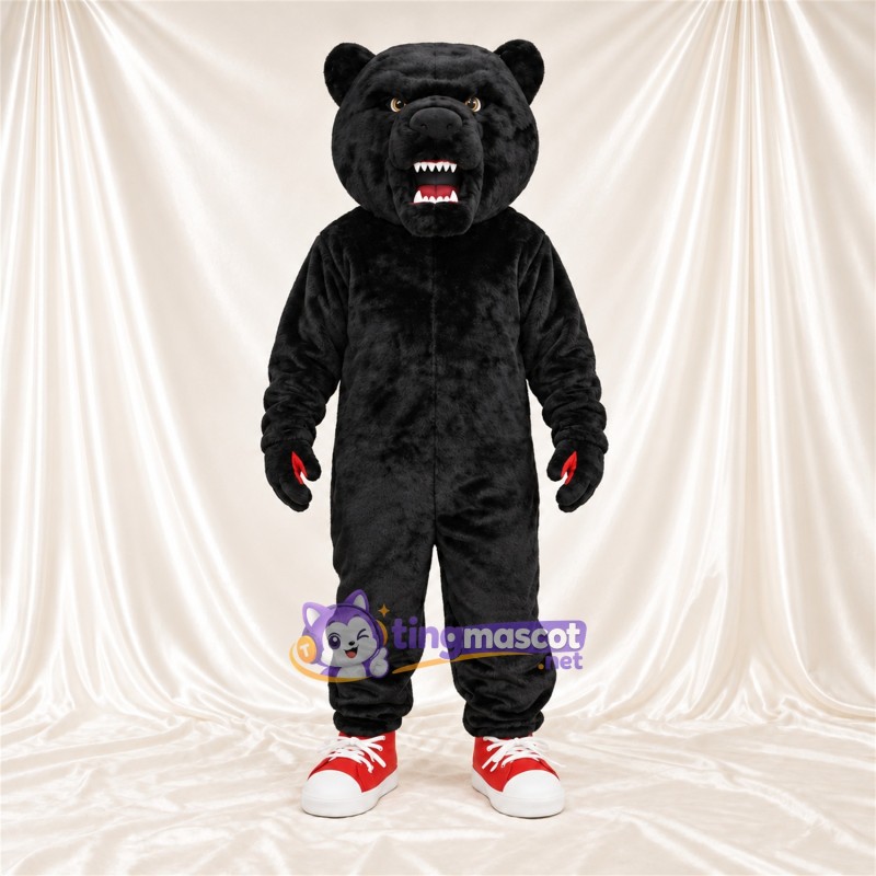 Costume de mascotte Panthère – noir – Baskets (rouge)
