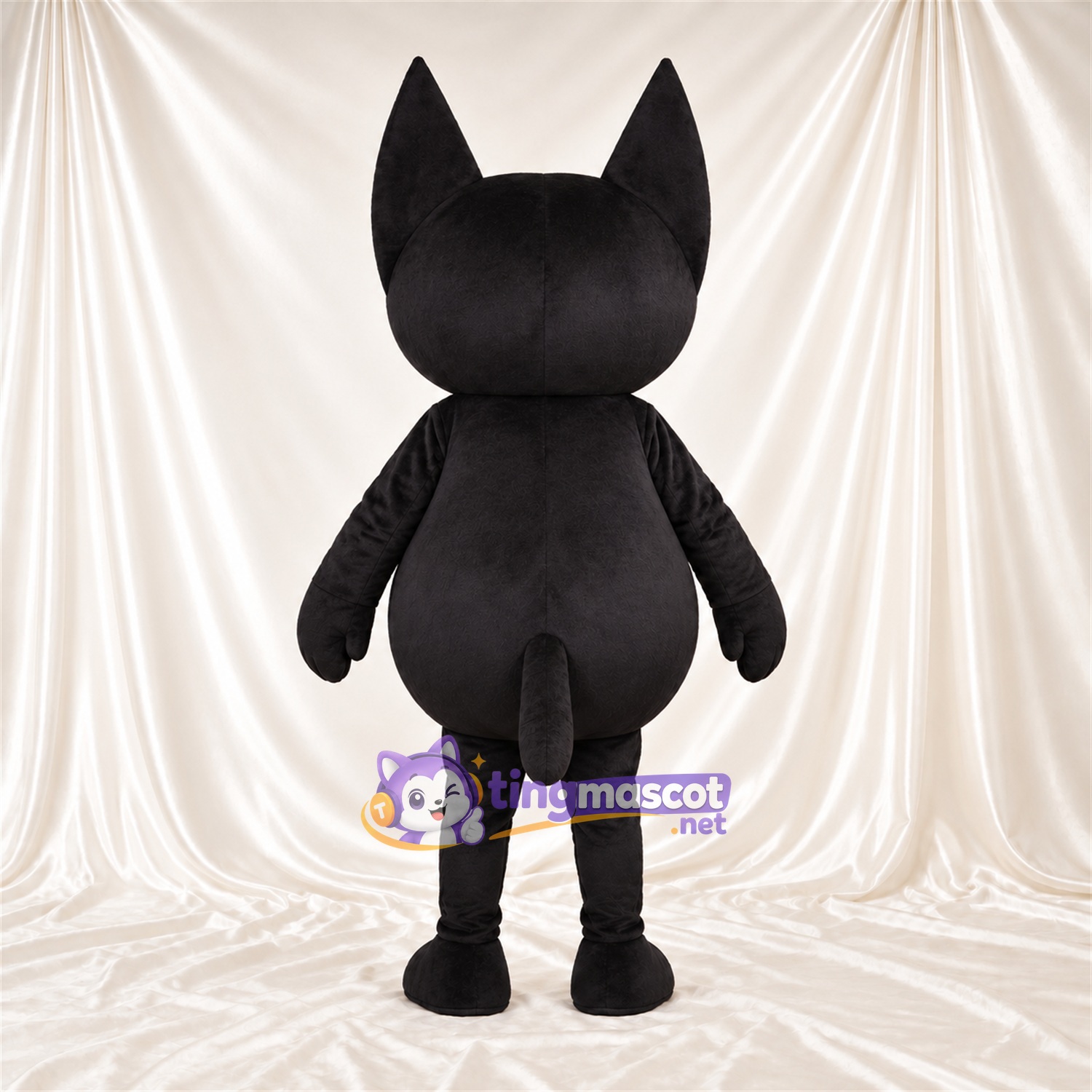 Costume de mascotte Chat – noir – Ventre rond; Yeux (blanc) Costume de mascotte Chat – noir – Ventre rond; Yeux (blanc)