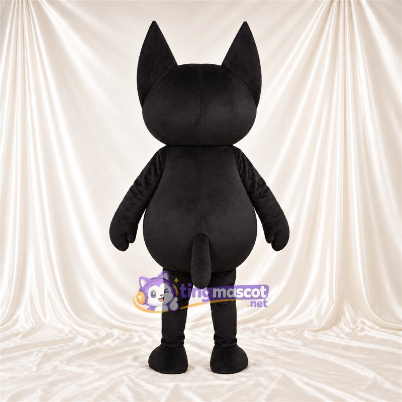 Costume de mascotte Chat – noir – Ventre rond; Yeux (blanc) Costume de mascotte Chat – noir – Ventre rond; Yeux (blanc)