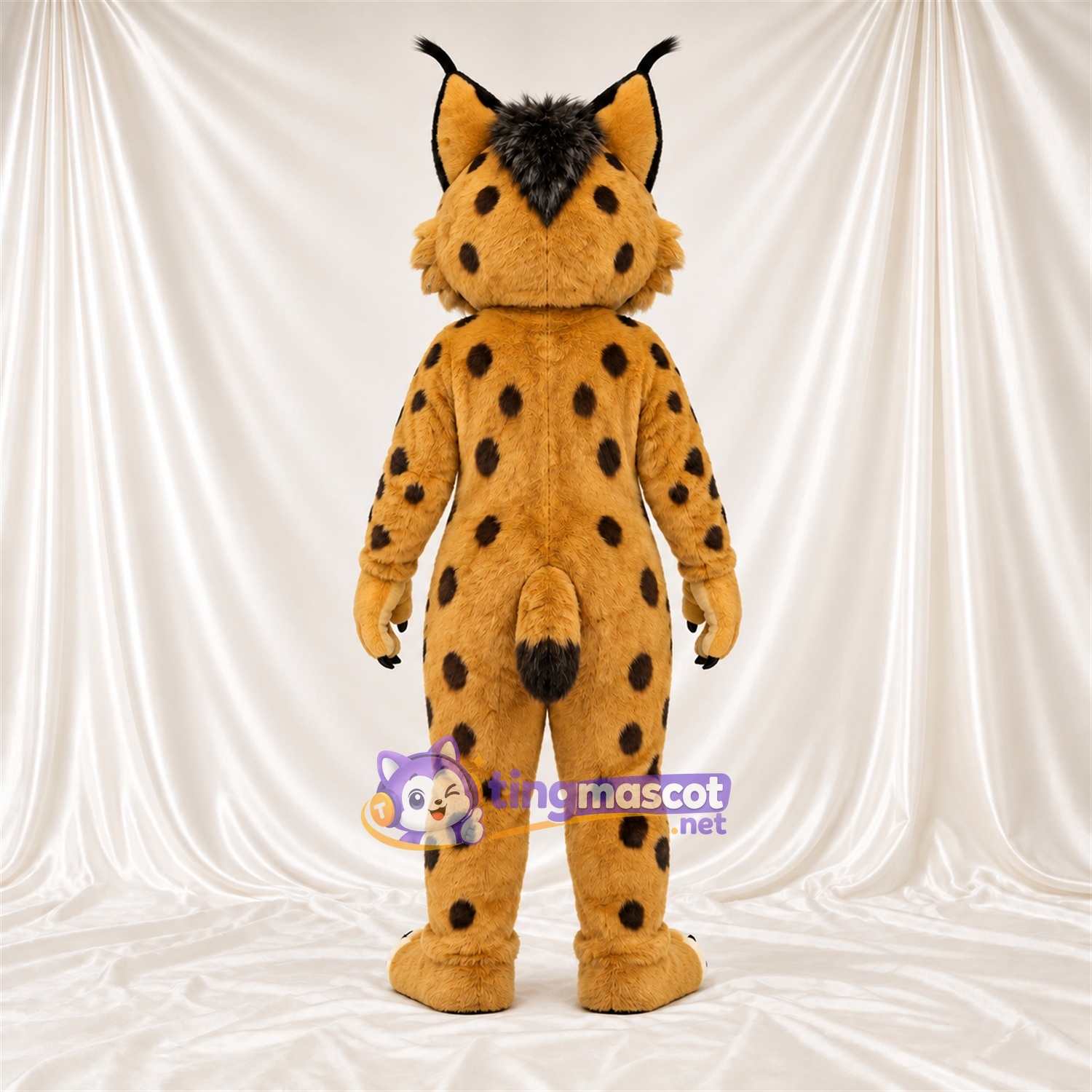 Costume de mascotte Lynx – orange / noir – Ventre (crème); Taches (noir)
