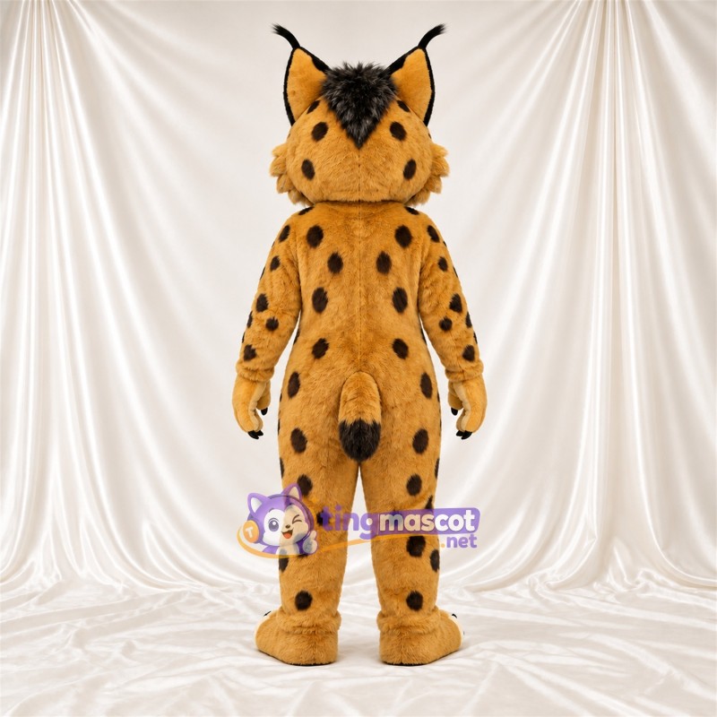 Costume de mascotte Lynx – orange / noir – Ventre (crème); Taches (noir)