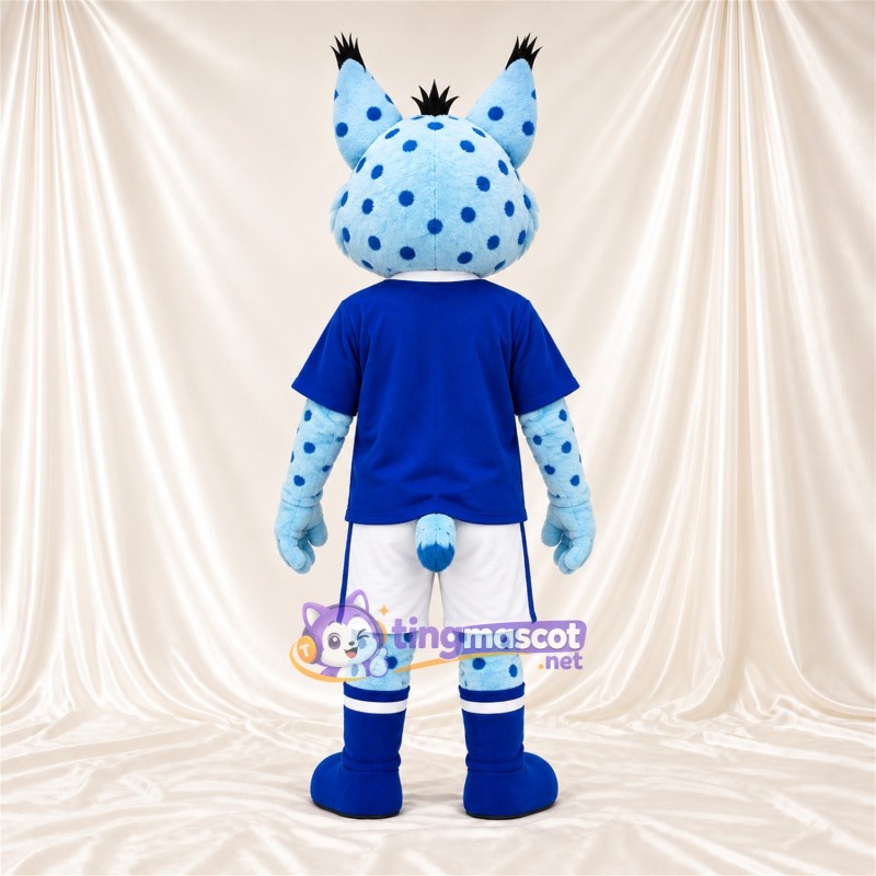 Maskottchenkostüm Luchs – blau / weiß – Hemd (blau); Shorts (weiß) Maskottchenkostüm Luchs – blau / weiß – Hemd (blau); Shorts (weiß)
