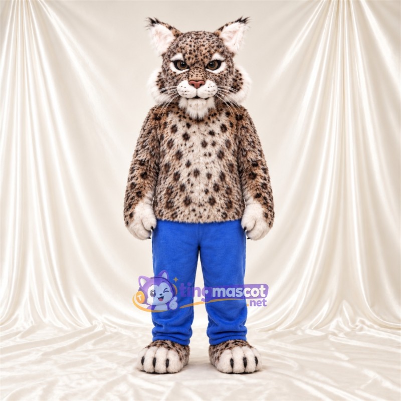Costume de mascotte Lynx – brun clair – Pantalon (bleu) Costume de mascotte Lynx – brun clair – Pantalon (bleu)