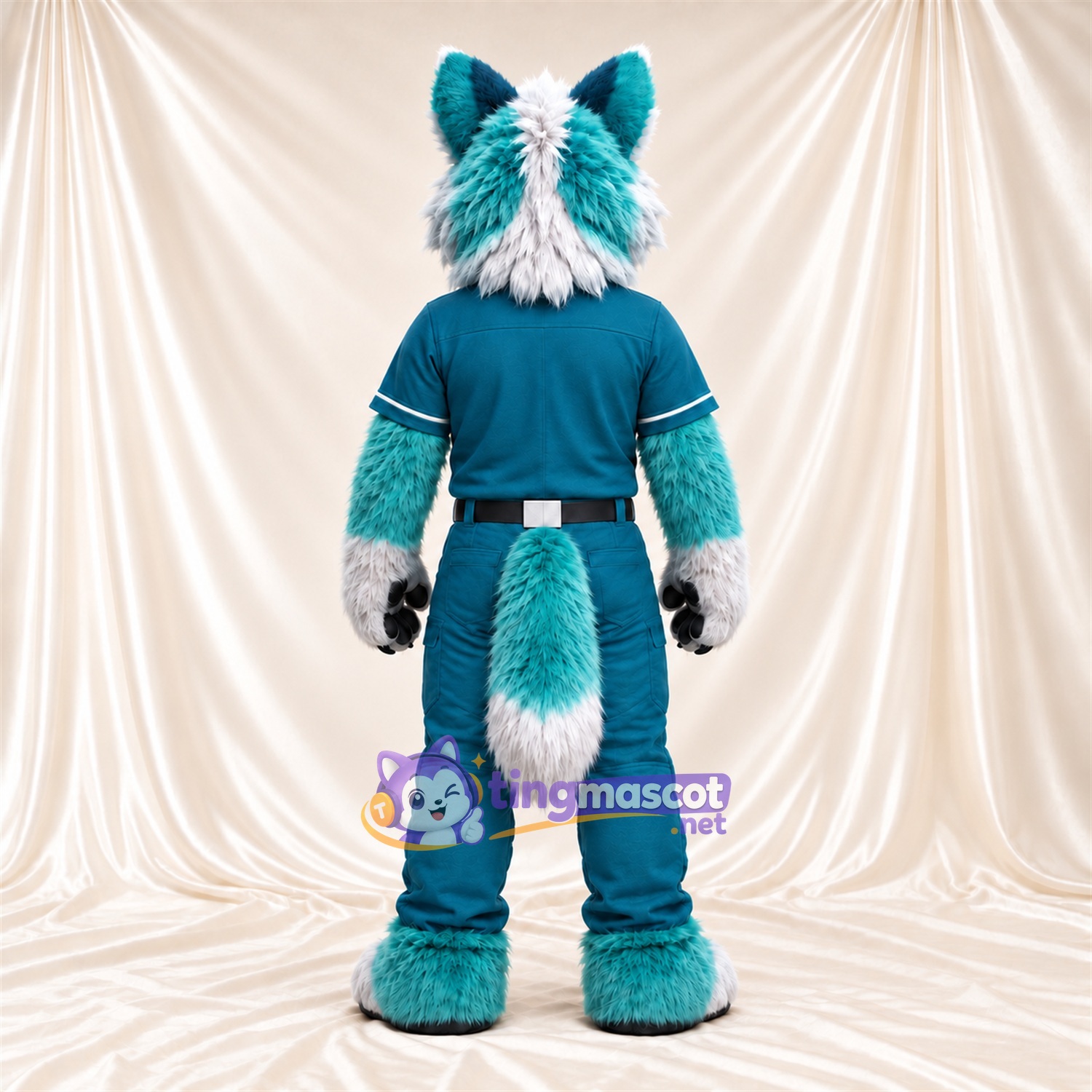 Costume de mascotte Husky – turquoise / blanc – Tenue (turquoise) Costume de mascotte Husky – turquoise / blanc – Tenue (turquoise)