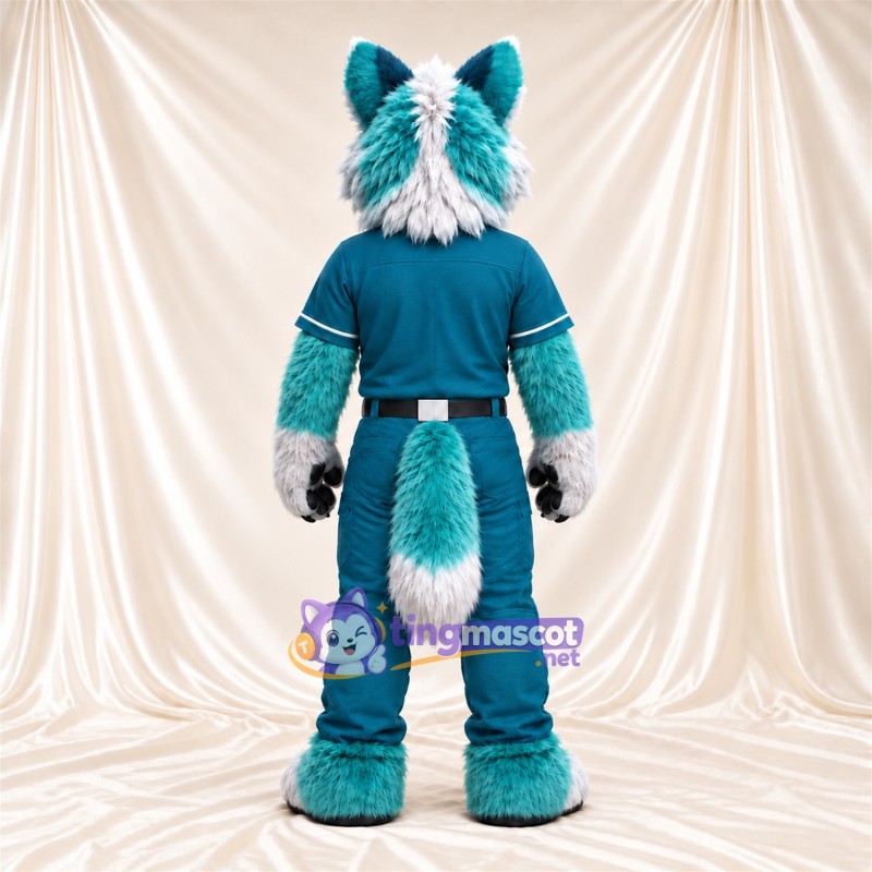Costume de mascotte Husky – turquoise / blanc – Tenue (turquoise) Costume de mascotte Husky – turquoise / blanc – Tenue (turquoise)