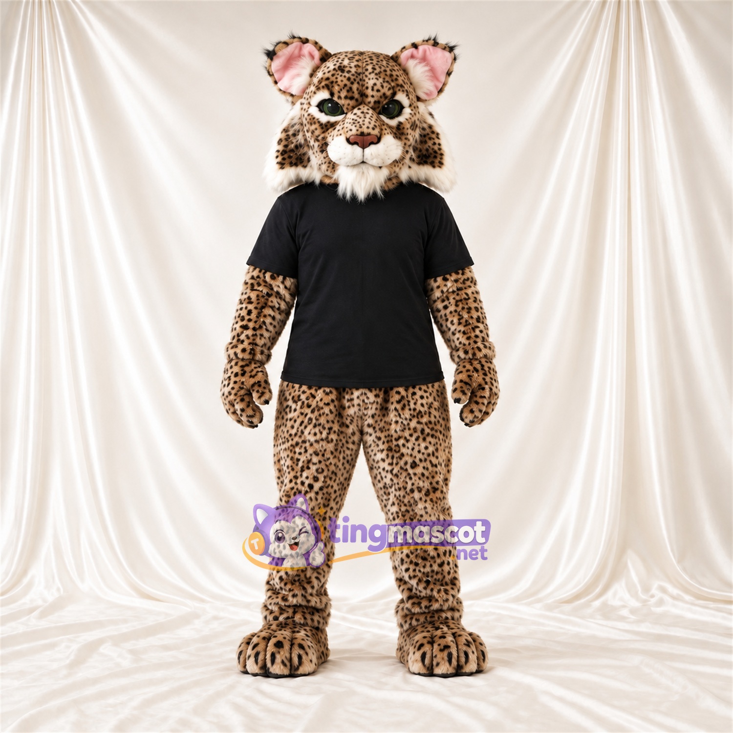 Costume de mascotte Lynx – brun clair – Chemise (noir) Costume de mascotte Lynx – brun clair – Chemise (noir)