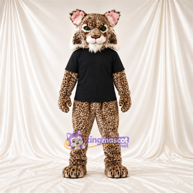 Costume de mascotte Lynx – brun clair – Chemise (noir)