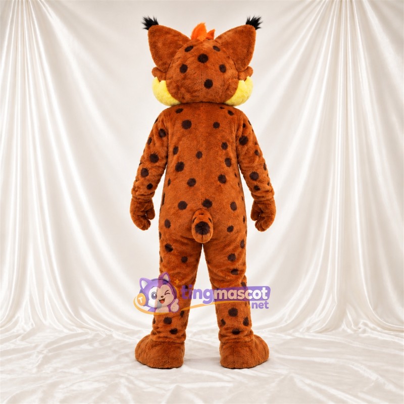 Costume de mascotte Lynx – orange / noir – Ventre (jaune); Taches (noir) Costume de mascotte Lynx – orange / noir – Ventre (jaune); Taches (noir)