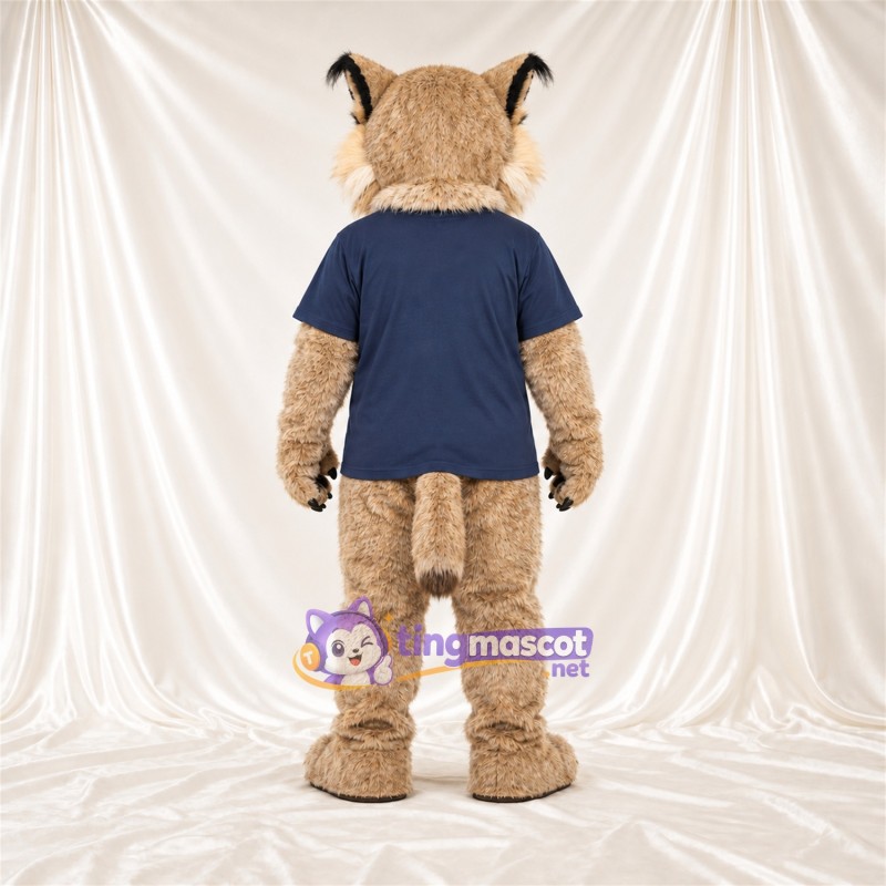 Costume de mascotte Lynx – brun clair – Chemise (bleu marine) Costume de mascotte Lynx – brun clair – Chemise (bleu marine)