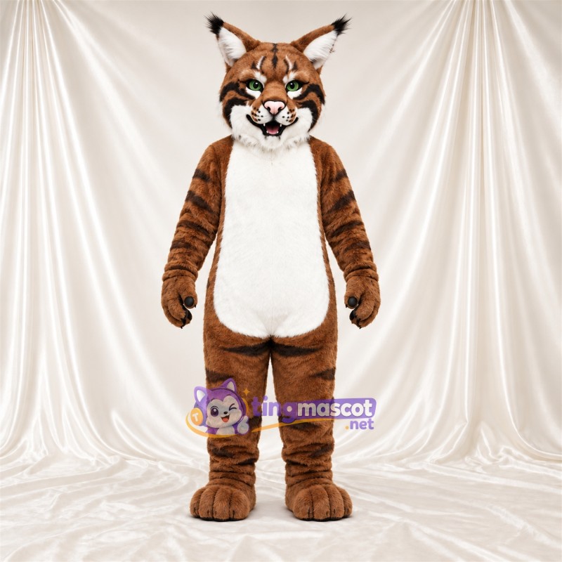 Costume de mascotte Lynx – orange / noir – Ventre (blanc); Rayures (noir) Costume de mascotte Lynx – orange / noir – Ventre (blanc); Rayures (noir)
