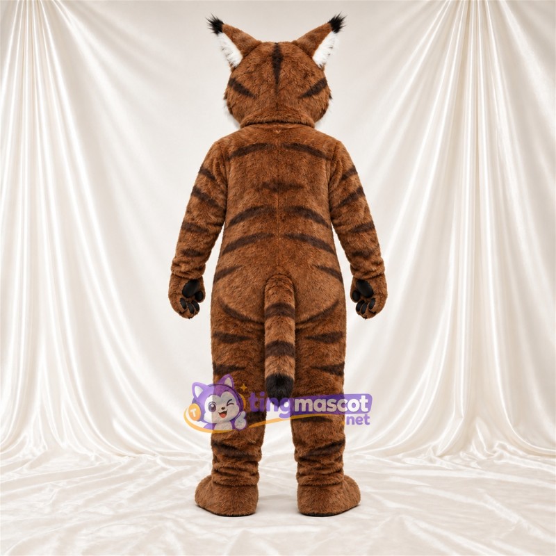 Costume de mascotte Lynx – orange / noir – Ventre (blanc); Rayures (noir)