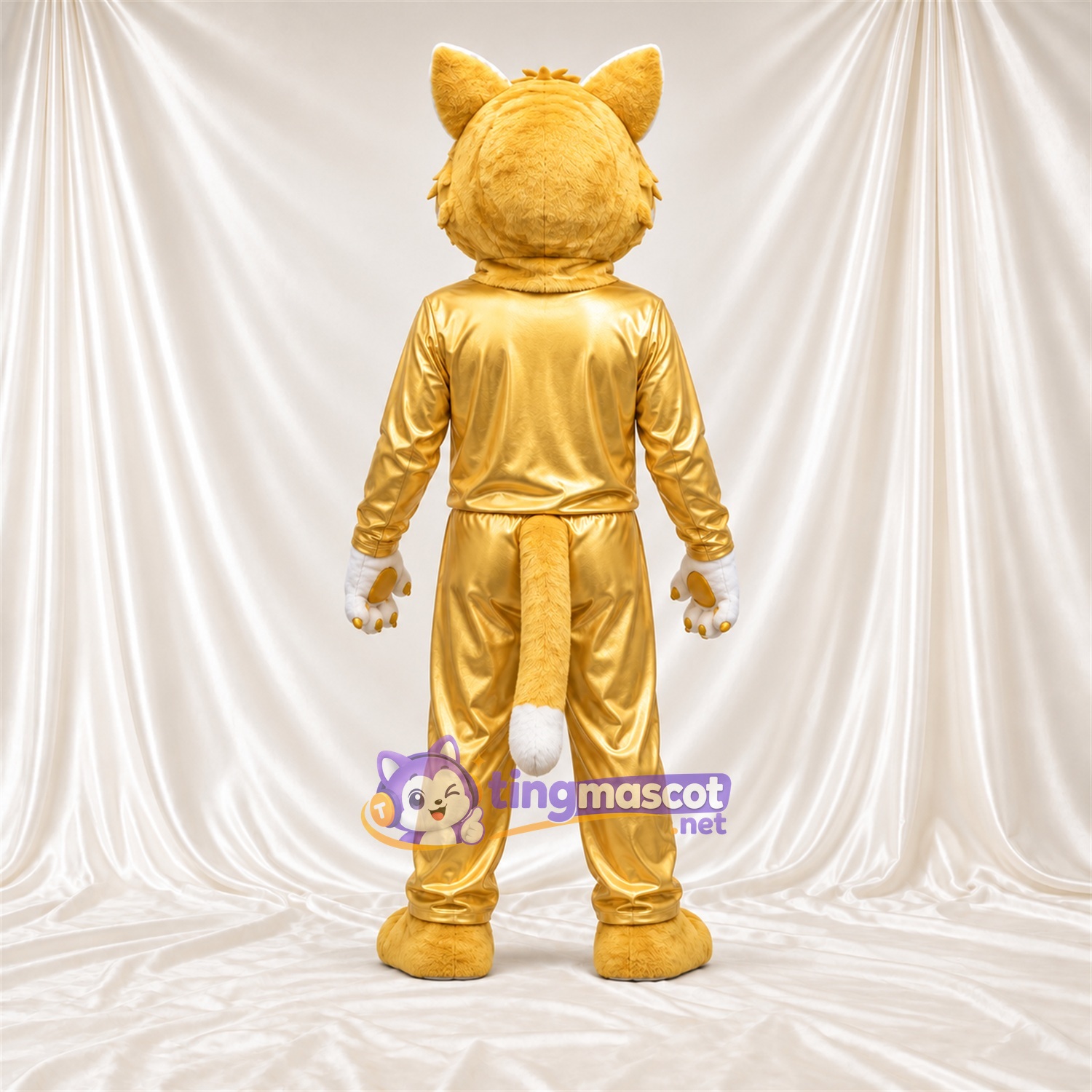 Gold Lynx Mascot Costume - Gold Outfit Gold Lynx Mascot Costume - Gold Outfit