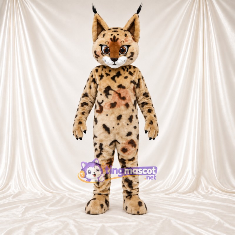 Costume de mascotte Lynx – brun clair – Longues oreilles; Taches (noir)
