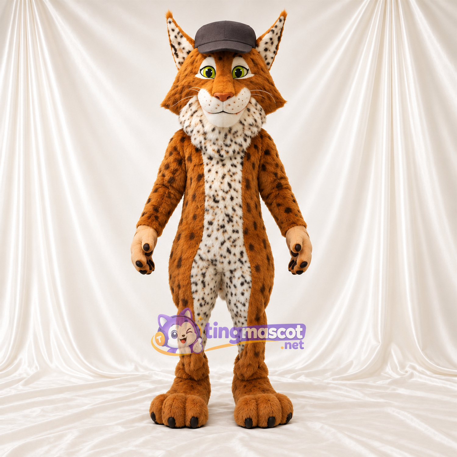 Costume de mascotte Lynx – orange / noir – Chapeau (marron)