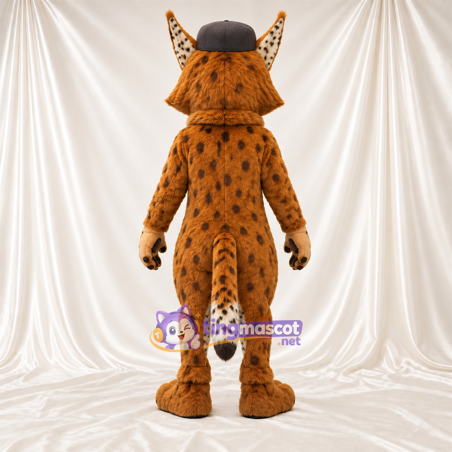 Costume de mascotte Lynx – orange / noir – Chapeau (marron)