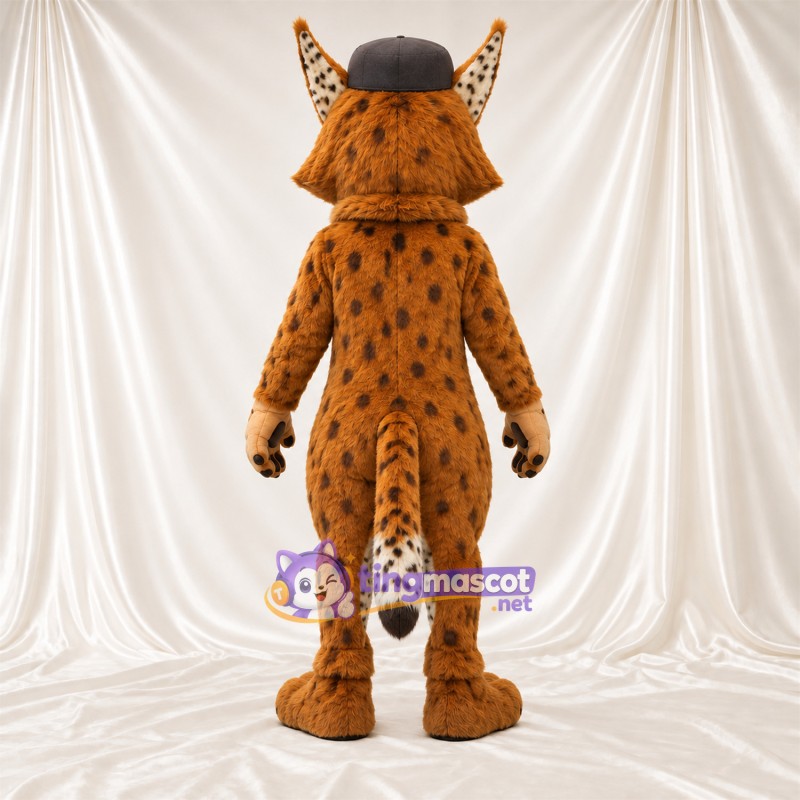 Costume de mascotte Lynx – orange / noir – Chapeau (marron)