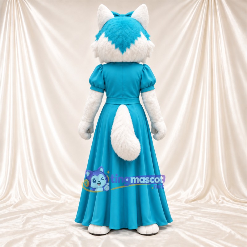 Costume de mascotte Renard – blanc / bleu – Robe (turquoise) Costume de mascotte Renard – blanc / bleu – Robe (turquoise)