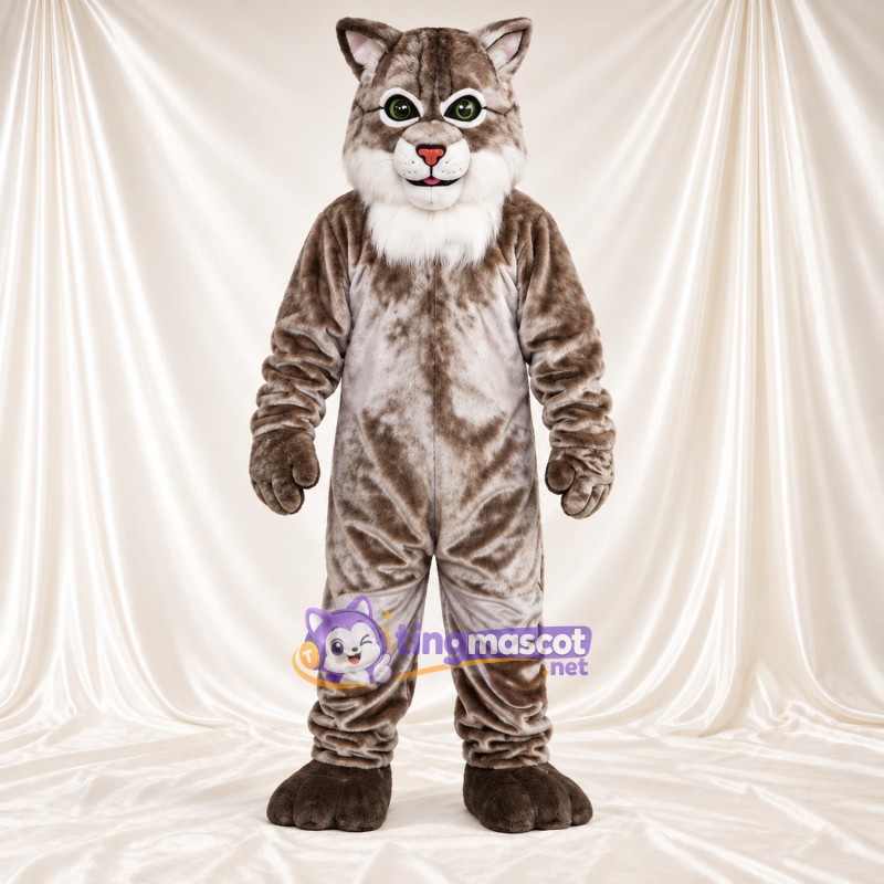 Brown and White Lynx Mascot Costume - Long Tail and Striped Legs Brown and White Lynx Mascot Costume - Long Tail and Striped Legs