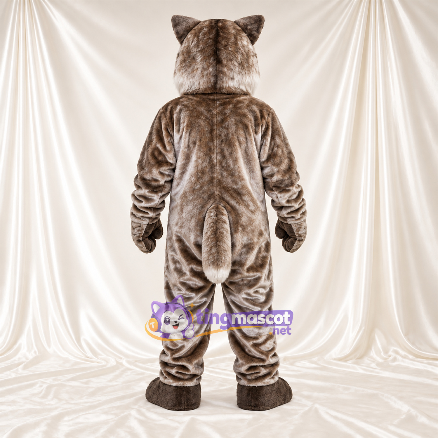 Brown and White Lynx Mascot Costume - Long Tail and Striped Legs Brown and White Lynx Mascot Costume - Long Tail and Striped Legs