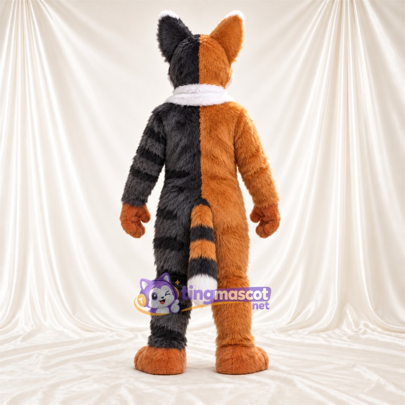 Maskottchenkostüm Glückskatze – orange / weiß / grau – Langer Schwanz; Kragen (weiß) Maskottchenkostüm Glückskatze – orange / weiß / grau – Langer Schwanz; Kragen (weiß)