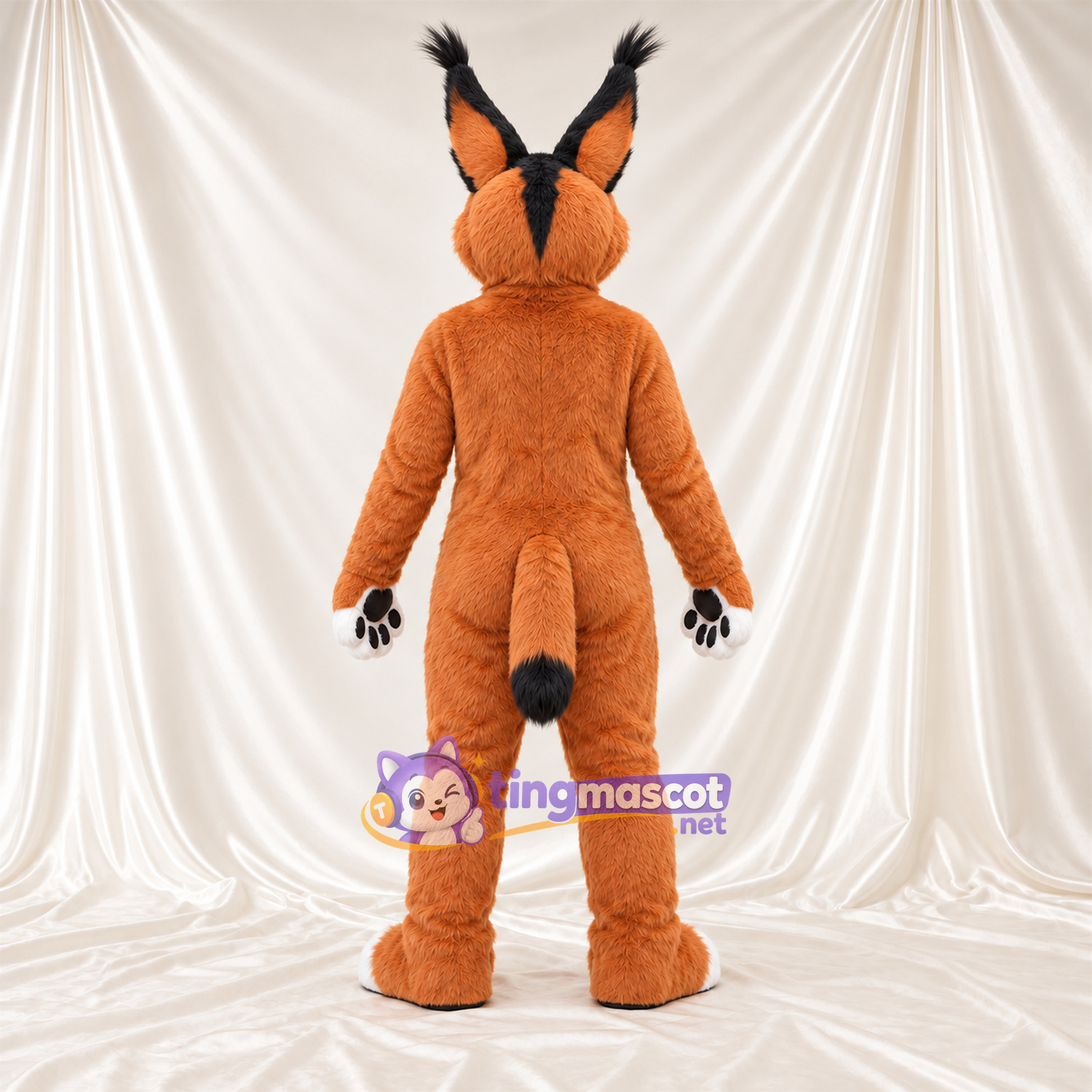 Costume de mascotte Caracal – orange / blanc – Touffes sur les oreilles Costume de mascotte Caracal – orange / blanc – Touffes sur les oreilles