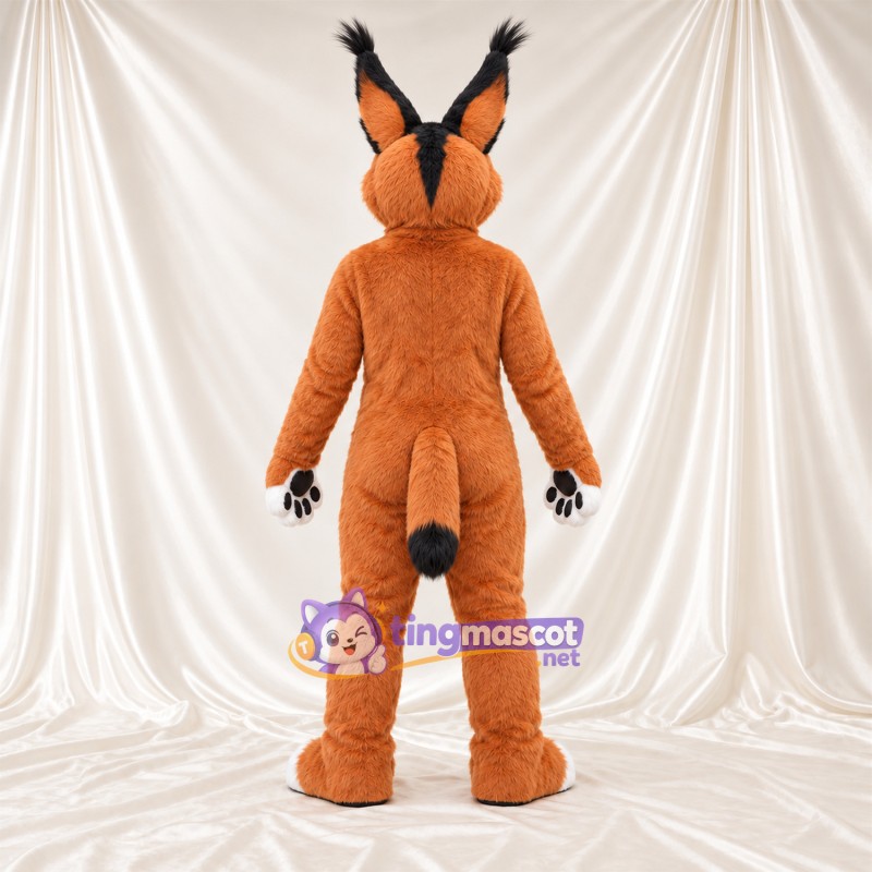 Costume de mascotte Caracal – orange / blanc – Touffes sur les oreilles Costume de mascotte Caracal – orange / blanc – Touffes sur les oreilles