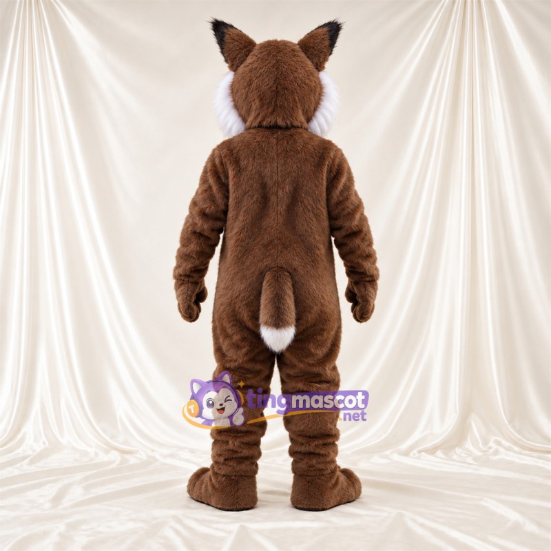 Brown and White Lynx Mascot Costume - White Belly and Pointed Fangs Brown and White Lynx Mascot Costume - White Belly and Pointed Fangs