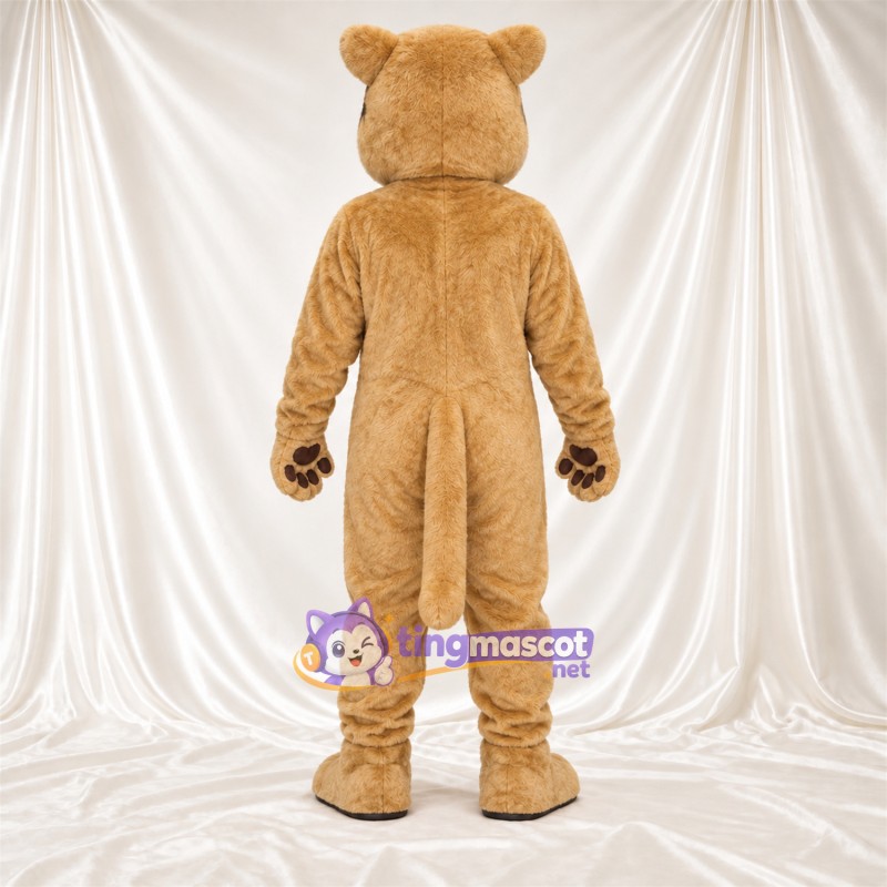 Costume de mascotte Chat sauvage – brun clair / blanc – Coussinets (marron); Yeux (vert) Costume de mascotte Chat sauvage – brun clair / blanc – Coussinets (marron); Yeux (vert)