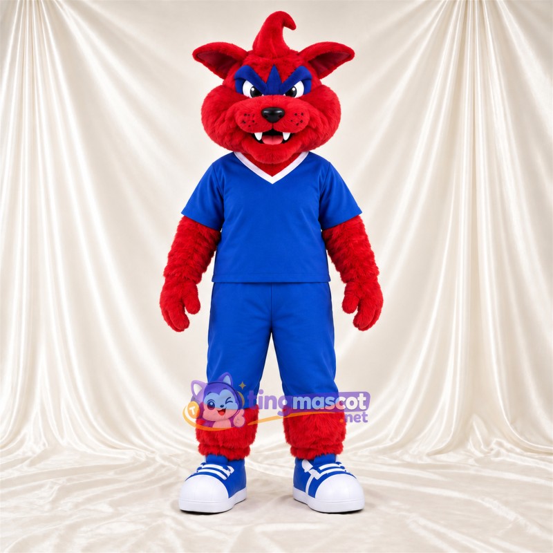 Costume de mascotte Chat bouffon – rouge – Tenue