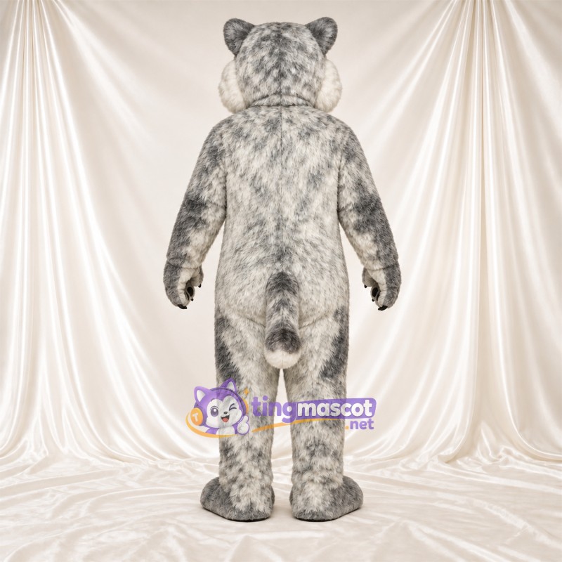 Maskottchenkostüm Rotluchs – grau / weiß – Bauch (weiß); Zottelfell Maskottchenkostüm Rotluchs – grau / weiß – Bauch (weiß); Zottelfell